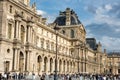 Louvre facade with glass triangle france big art museum October 29, 2019, Paris, France, Royalty Free Stock Photo