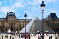 Louvre with Glass Prism Entrance Royalty Free Stock Photo