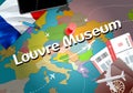 Louvre Museum city travel and tourism destination concept. Franc