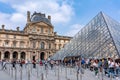 Louvre museum entrance and Louvre pyramid, Paris, France Royalty Free Stock Photo