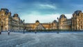 Louvre Museum and glass piramid in Paris Royalty Free Stock Photo