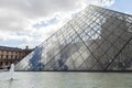 Louvre Museum with Glass Pyramids, Famous Landmark in Paris France