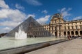 Louvre Museum with Glass Pyramids, Famous Landmark in Paris France Royalty Free Stock Photo