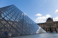 Louvre Museum with Glass Pyramids, Famous Landmark in Paris France Royalty Free Stock Photo