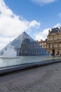 Louvre Museum with Glass Pyramids, Famous Landmark in Paris France Royalty Free Stock Photo