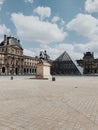 The Louvre museum and its pyramid, view of theost famous museum in the world, Paris, France