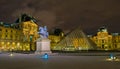 Louvre museum at night, Paris, France Royalty Free Stock Photo