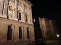 Louvre Museum at night in Paris, France Royalty Free Stock Photo