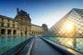 Louvre Museum Paris at sunset Royalty Free Stock Photo