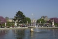 Louvre museum and park des tuileries fountain Royalty Free Stock Photo