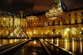 Louvre Museum and Pyramid at night, Paris, France Royalty Free Stock Photo
