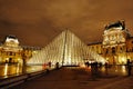 Louvre Museum and Pyramid at night, Paris, France Royalty Free Stock Photo