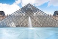 Louvre museum pyramid, Paris, France. Royalty Free Stock Photo