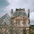 The louvre museum, Pyramide of Louvre, the icon and landmark of Paris, France