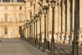 Louvre museum row of lamps - France - Paris Royalty Free Stock Photo