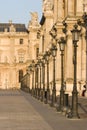 Louvre museum row of lamps - France - Paris Royalty Free Stock Photo