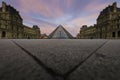 Louvre museum during sunrise time Royalty Free Stock Photo