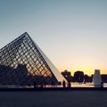 Louvre museum at the sunset, Paris, France