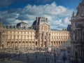 Louvre Museum territory, Paris, France. The famous palace building outside site view Royalty Free Stock Photo