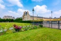 Louvre palace and Tuileries garden in center of Paris, France