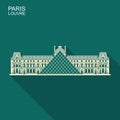 Louvre in Paris vector flat icon with long shadow