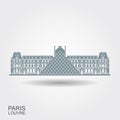 Louvre in Paris vector flat icon with shadow