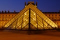 The Louvre and the Pyramid late may evening with lights.Paris, France.