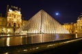 Louvre pyramid museum France by night Royalty Free Stock Photo