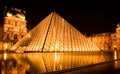 Louvre pyramid by night