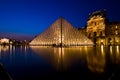 Louvre pyramid night Royalty Free Stock Photo