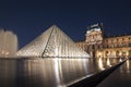 Louvre pyramid at night, Paris, France Royalty Free Stock Photo