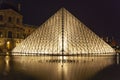 The Louvre Pyramid by night, Paris, France Royalty Free Stock Photo