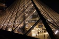 Louvre Pyramid at Night with Visitors