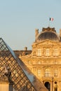 Louvre, Pyramid, Pavillon Sully and Louis XIV Statue III in Paris, France