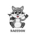 Lovable Cartoon Raccoon Forest Animal Character With Big, Expressive Eyes, Mischievous Grin, And A Fluffy Striped Tail