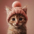 a lovable cat wearing knitted hat Royalty Free Stock Photo