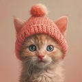 a lovable cat wearing knitted hat Royalty Free Stock Photo