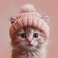 a lovable cat wearing knitted hat Royalty Free Stock Photo