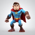 Lovable Superhero Monkey Mane: 3d Figure With Bold 2d Game Art Style