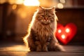 Lovable Valentines Cat - Adorable Feline with Heart, Best Symbol of Love and Affection