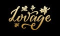 Lovage golden handwritten word on black background