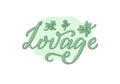 Lovage green creative lettering on pastel background