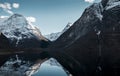 Lovatnet lake in Lodalen valley, Norway