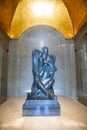 Lovchen, Montenegro - October 4, 2021: Njegos statue inside a crypt in a mausoleum, created by famous sculptor Ivan