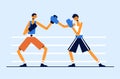 Modern vector sport illustration. Two boxers fighting in the ring Royalty Free Stock Photo