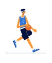 Modern vector sport illustration. Basketball player running with the ball.