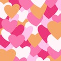 Love abstract background of white, pink, scarlet and gold hearts. Amazing pattern. Element for design
