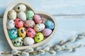 Love abstract concept with easter eggs and willow twigs