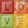 Love on abstract geometric rumpled triangular low poly style background