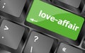Love-affair on key or keyboard showing internet dating concept Royalty Free Stock Photo